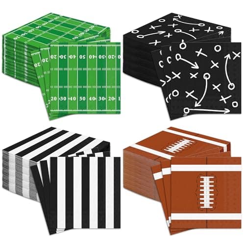 Kochorie 120 Pieces Football Disposable Cocktail Paper Napkins Football Party Decorations 65 x 65 Inch 3Ply Football Party Napkins for Football Birthday Party Favors