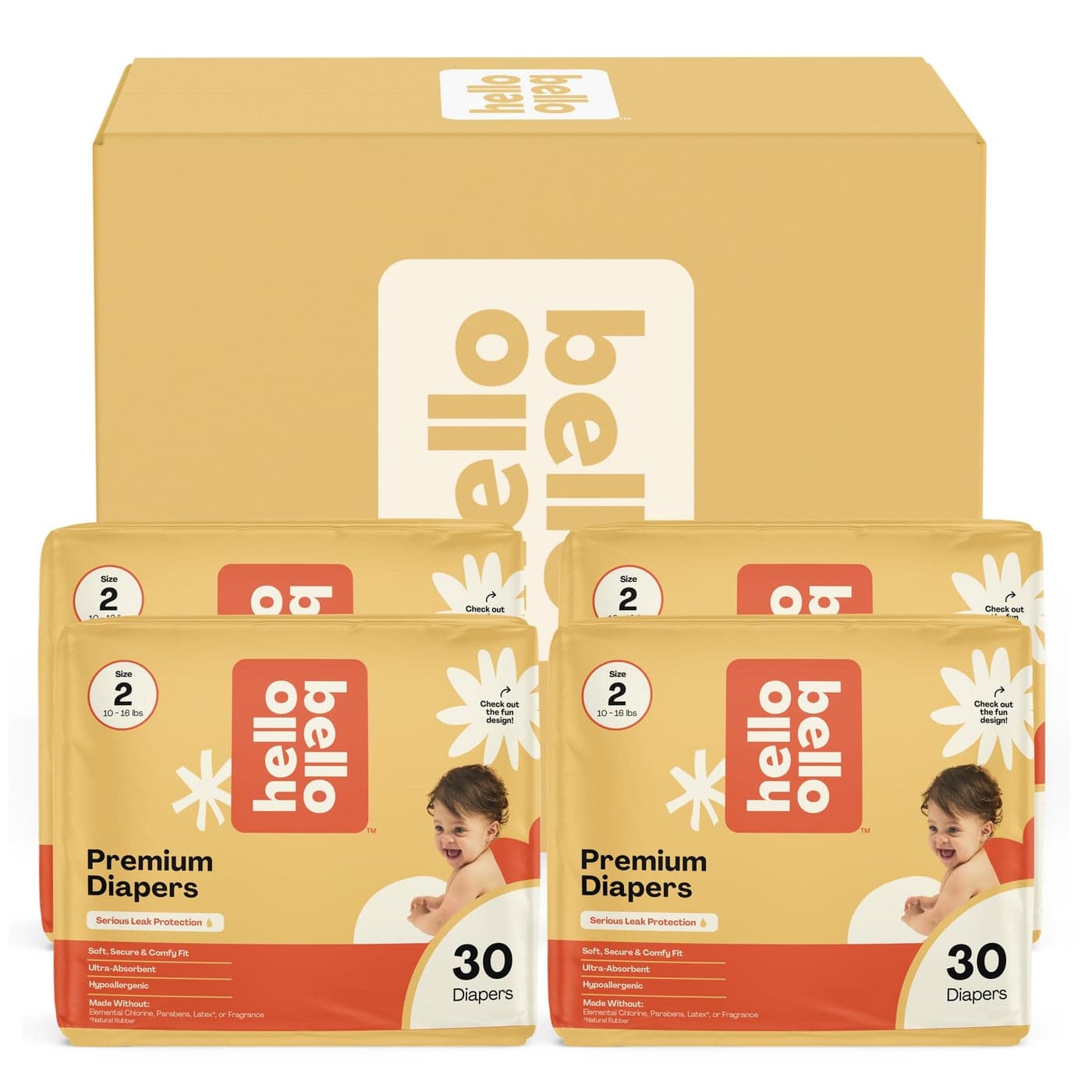 Hello Bello Diapers Size 2 1016 lbs Surprise Pack for Boys 120 Count of Premium Disposable Baby Diapers Hypoallergenic with Soft ClothLike Feel Assorted Boy Gender Neutral Patterns 160002