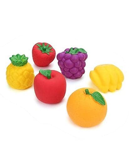 Ratna's Squeezy Toys Fruit 6 pcs Pack for Infants. The Sweet Musical Sound of The Squeezy Toy Makes Kids Happy and Makes Their Childhood Fun Filled