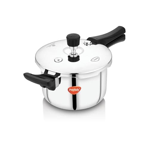 PrayLady Triply Pressure Cooker 2 LTR with SAS Body, Bakelite Handle | Vitro Ceramic, Halogen, Induction and Gas Compactible | Fast and Even Cooking | ISI Certified | 5 Year Warranty
