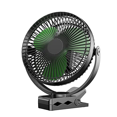 Clip on Fan Rechargeable Portable Fan 8 Inch Small Desk Fan 10000mAh Battery Powered Fan with 4 Speed 360 Rotation Personal Fan Suitable for Golf Cart Bedroom Travel and Camping Green
