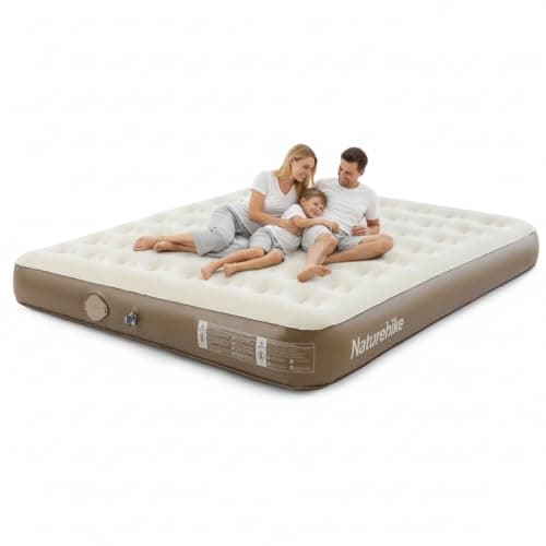 Naturehike Compact King Size Air Mattress with Builtin USB Rechargeable Pump 992 lbs Max Support Inflatable Mattresses Blow up Mattress Air Bed for Home Camping Guests Travel