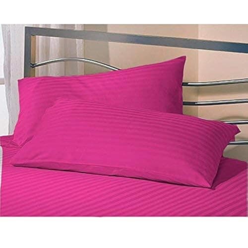 Daksh Sateen Stripe 300 TC Cotton Pillow Cover, 20 x 30 inch, Pink, 2 Pieces