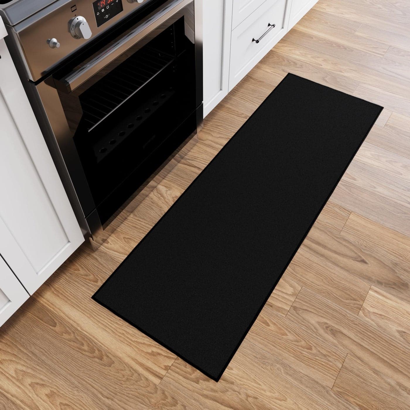 Ottomanson Hallway Runner Rug 22 x 6 Non Slip Solid Area Rugs Easy to Clean Laundry Rug Runner Durable Pet Friendly Floor Carpet Runners for Hallways Entryway Living Room Kitchen Black