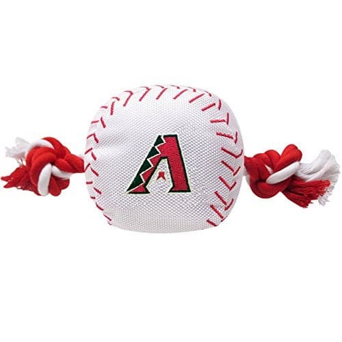 MLB ARIZONA DIAMONDBACKS Baseball Rope Toy for DOGS CATS Tough nylon Sporty Baseball Design Heavyduty ropes with Inner SQUEAKER