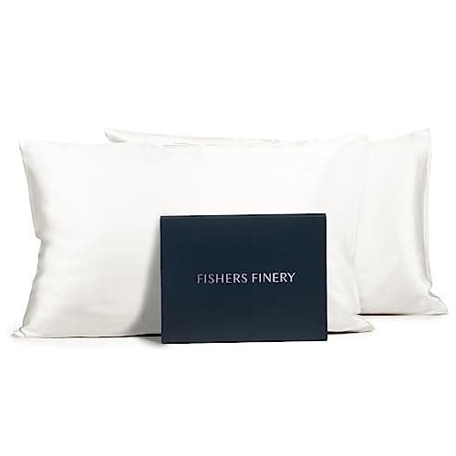 Fishers Finery 25mm 100% Pure Mulberry Silk Pillowcase 2 Pack (White Standard 2 Pack)