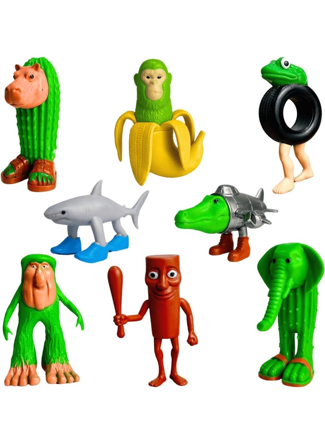 8 PCS Shan Hai Jing Toy Figure Set , Stickman, Tralala , Shark With Shoes Creative Collectible , Mythical Trendy Anime Statue Toy, Desktop Decor Figure Model Toy , Office Decor Figure , Car Ornament, Surprise Birthday Gift For Kids Boys and Girls, For Commemoration, Collection and Display, 8.5 cm