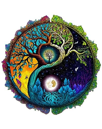 Jigfoxy Wooden Puzzles for Adults Tree of Life Wooden Jigsaw Puzzles Unique Zen Shape Puzzles Christmas Thanksgiving Gifts for Family FriendXL20 20in630psc