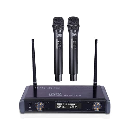 MX UHF Wireless Microphone System – Dual Handheld Mics & Receiver with Digital Display, Long Range, Metal Flight Case – for Karaoke, DJ, Church, Events, PA Systems