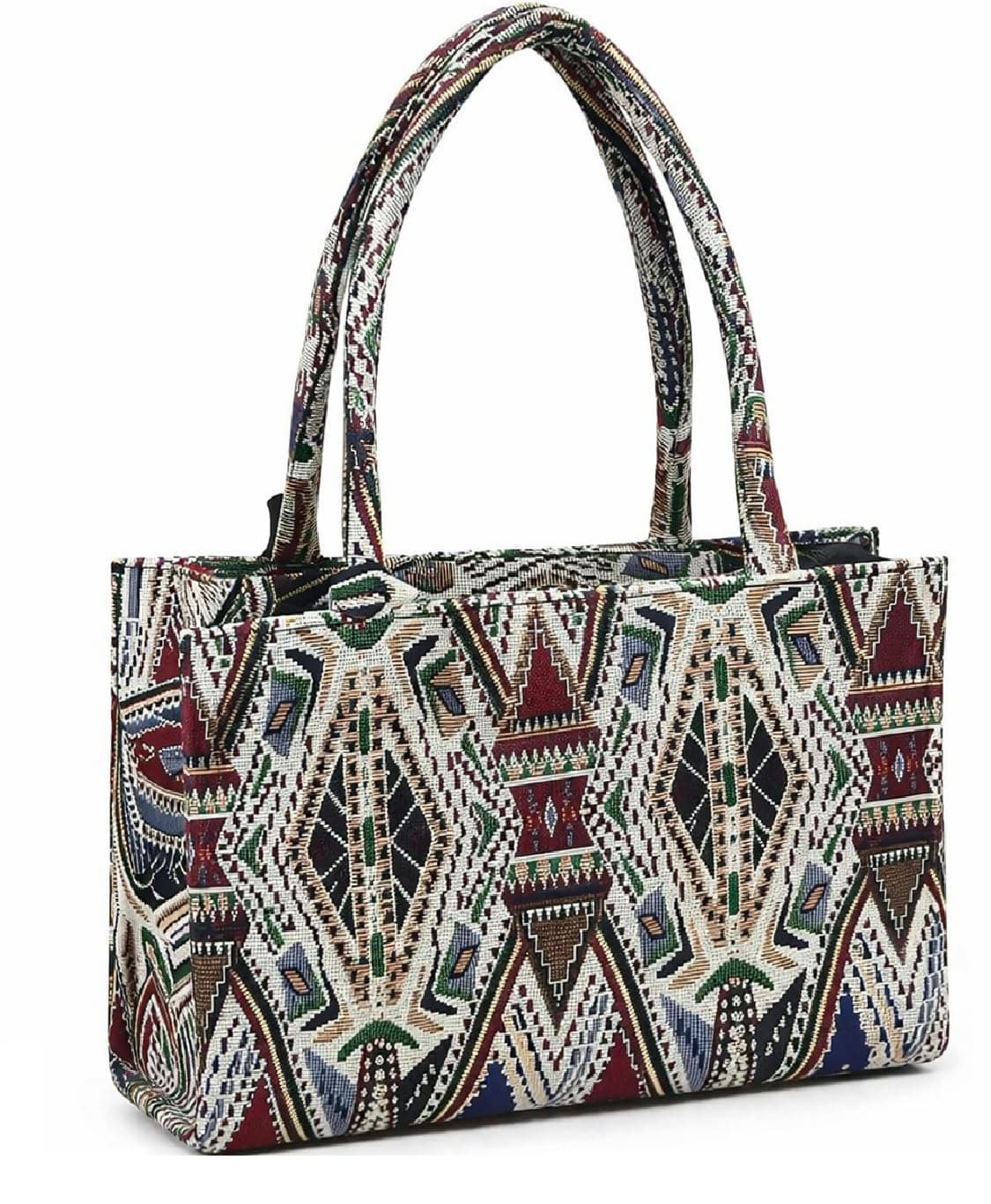 CLASSIC SMUGGLER Designer Tote Bag for Women Trendy Light Green Geometric Print Handbag for Work, Shopping & Casual Outings | Ladies purse | Stylish Shoulder Bag | Gift for Women (Green)