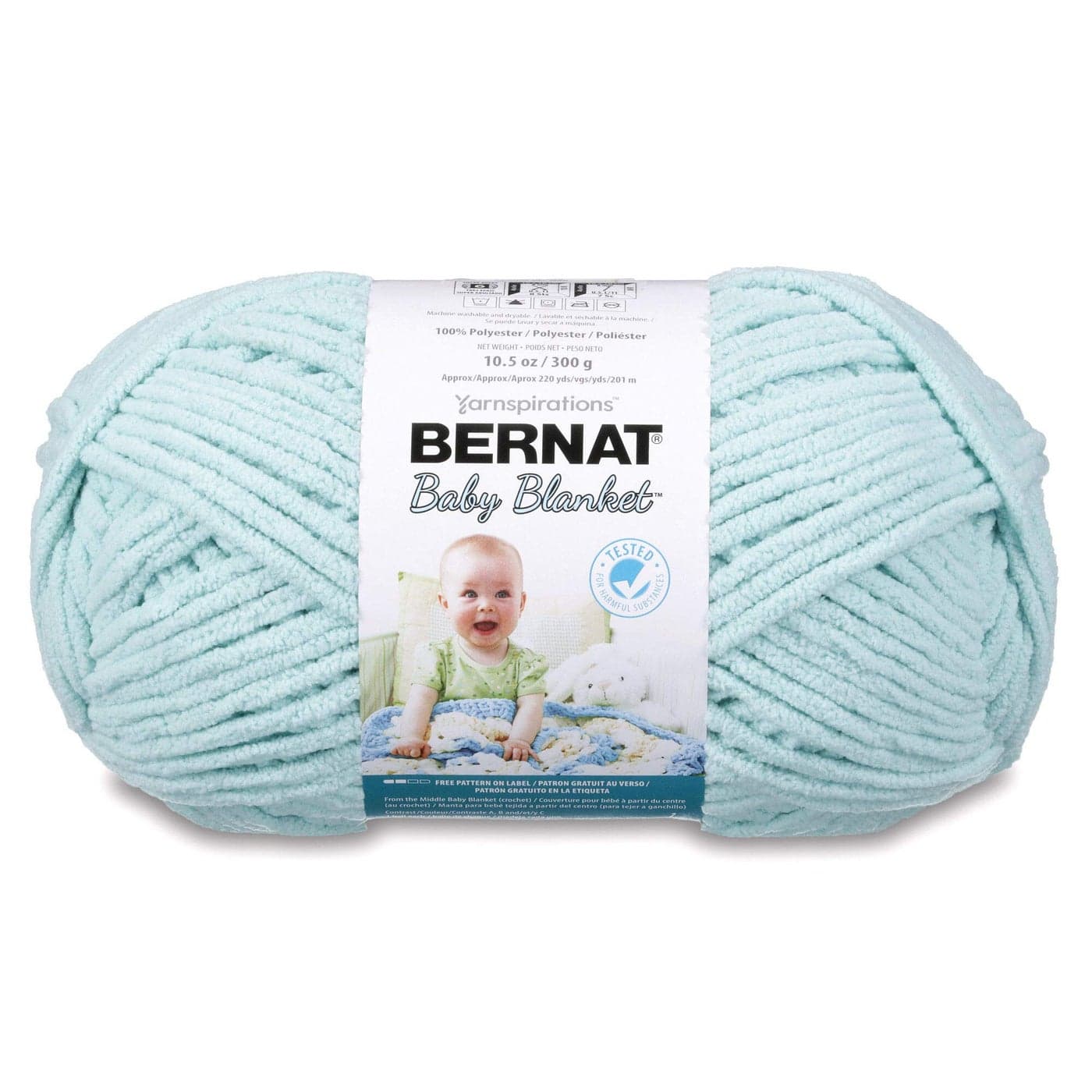 Bernat BABY BLANKET BB Seafoam Yarn 1 Pack of 105oz300g Polyester 6 Super Bulky 220 Yards KnittingCrochet