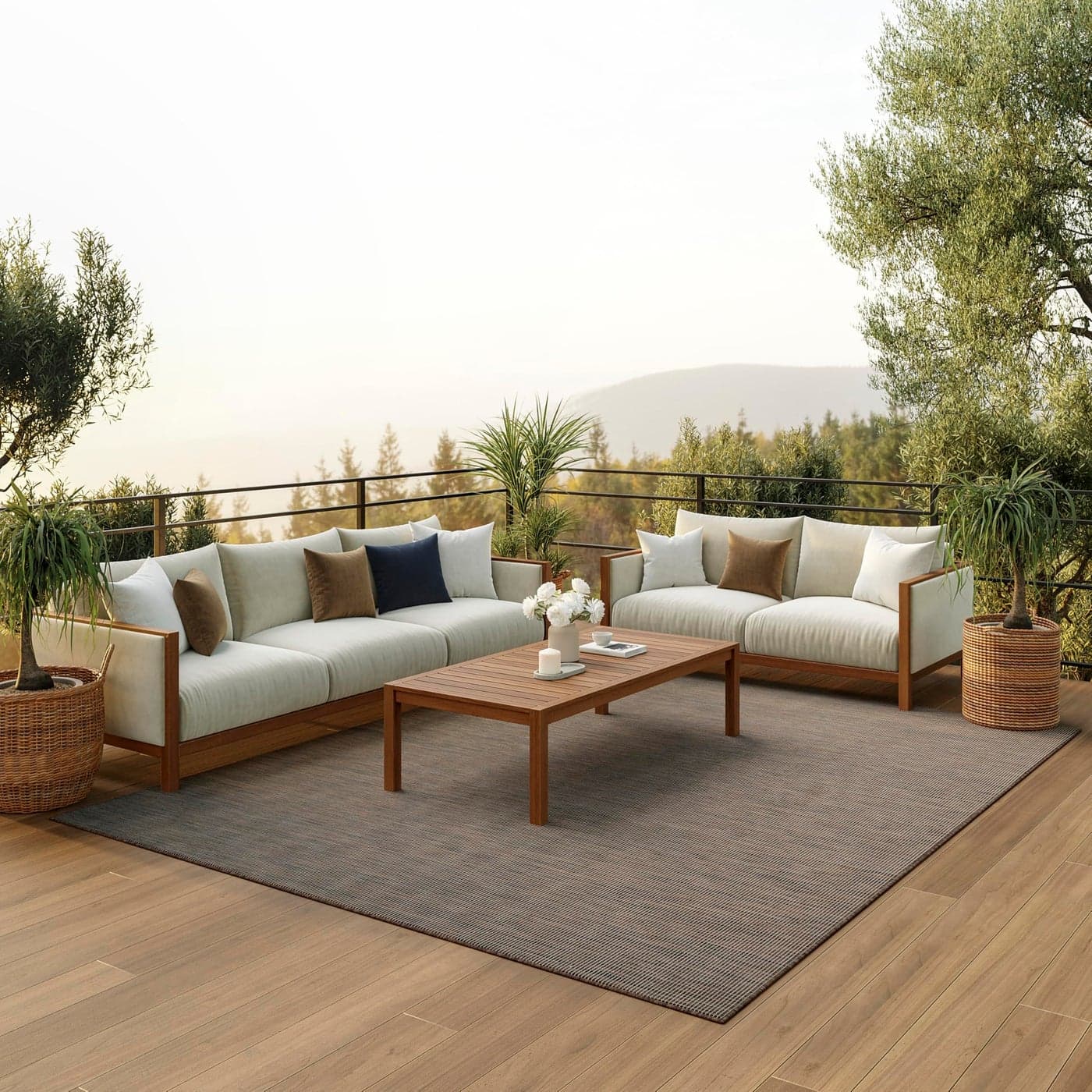 Nourison Positano 6 x 9 Natural Fabric Modern Area Rug 6 x 9