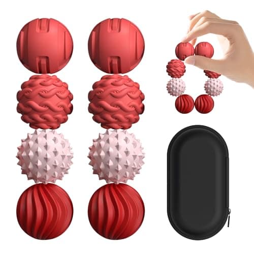 XYOFUN 8Pcs Silicone Magnetic Fidget Toys Silicone Sensory Ball Textured Sensory Stress Relief Balls Desk Toy for Office Home Cool for Men Women Age 14 Pink