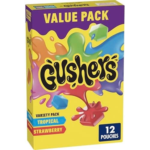Gushers Fruit Flavored Snacks Strawberry and Tropical Flavors 12 ct
