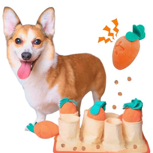 Fossa Boredom Buster for Small and Medium Dog Interactive Treat Puzzle Rug Slow Feeder Mat with Squeaky Carrots 2040 Mins SelfEntertainment Toy Enrichment Toy Gifts for Dog