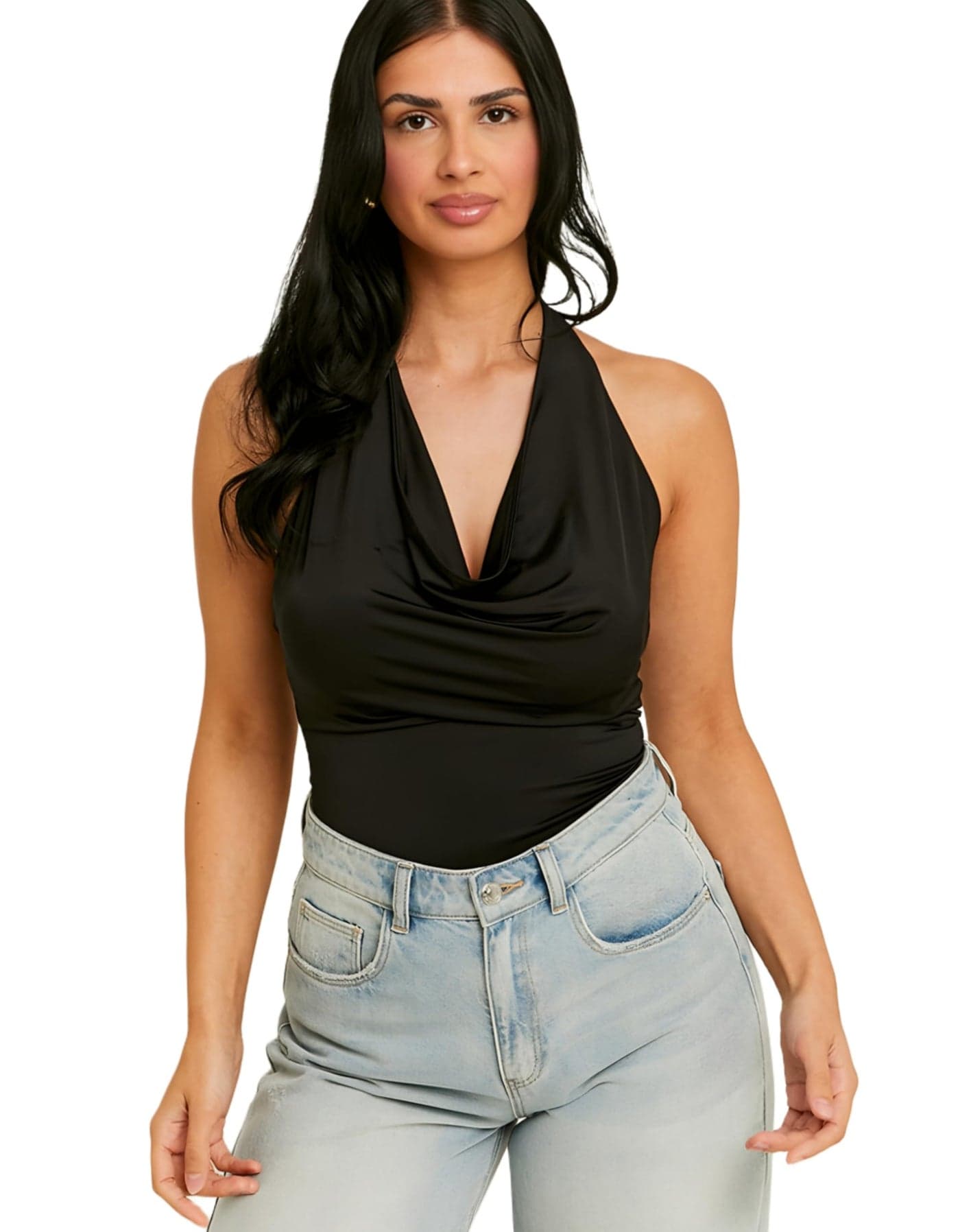 SIGHTBOMB SOFTLINE Double Layered Cuddle Baby Cowl Neck Halter Seamless Ultra Soft Sleeveless Formal WEAR/Casual WEAR TOP for Women (in, Alpha, S, Regular, Black SOFTLINE)