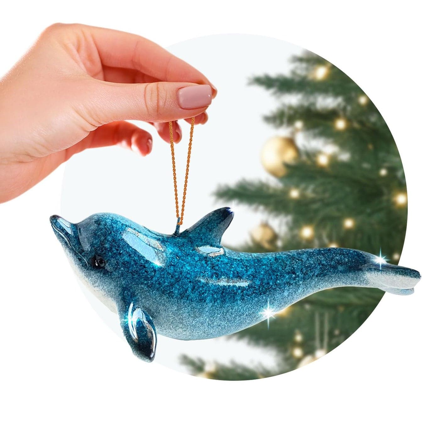 HandPainted Beach Christmas Ornament Coastal Tree Decoration for Ocean Lovers Unique Nautical Ornament for Christmas Tree or Stocking Stuffer Gift Solo Dolphin