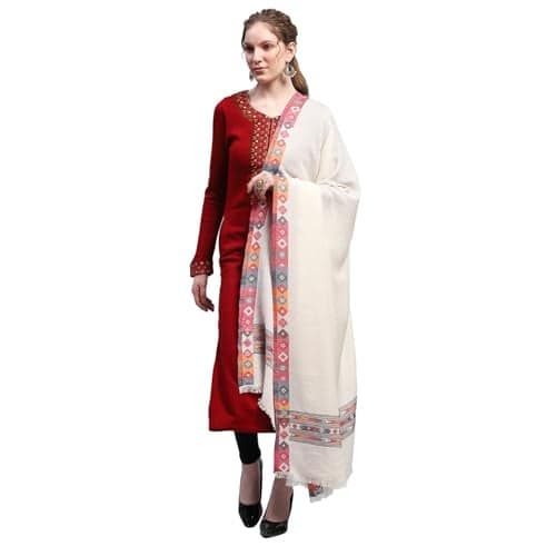 Monte Carlo Womens Self Design Cream Shawl (224SHW7107-0-40)