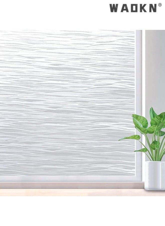 Window Privacy Film Frosted Glass Film Removable Vinyl Door Coverings UV Blocking Decorative Static Cling Non-Adhesive Window Clings Sticker for Home Decor ,bath room and bedding room ,easy to install ,30*200CM ,clear .