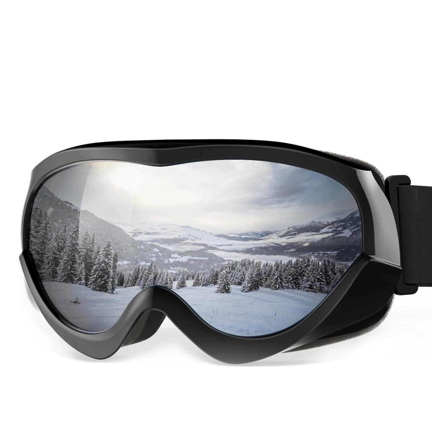 OutdoorMaster Kids Ski Goggles Snow Goggles for Boys Girls with 100 UV Protection Black Frame VLT 10 Grey Lens with REVO Silver