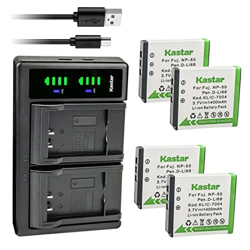 Kastar 4-Pack SX-50 Battery and LTD2 USB Charger Replacement for SiOnyx Aurora SX-50 SX50 Battery, SiOnyx Aurora PRO Night Vision Camera, SiOnyx Aurora Day/Night Action Camera