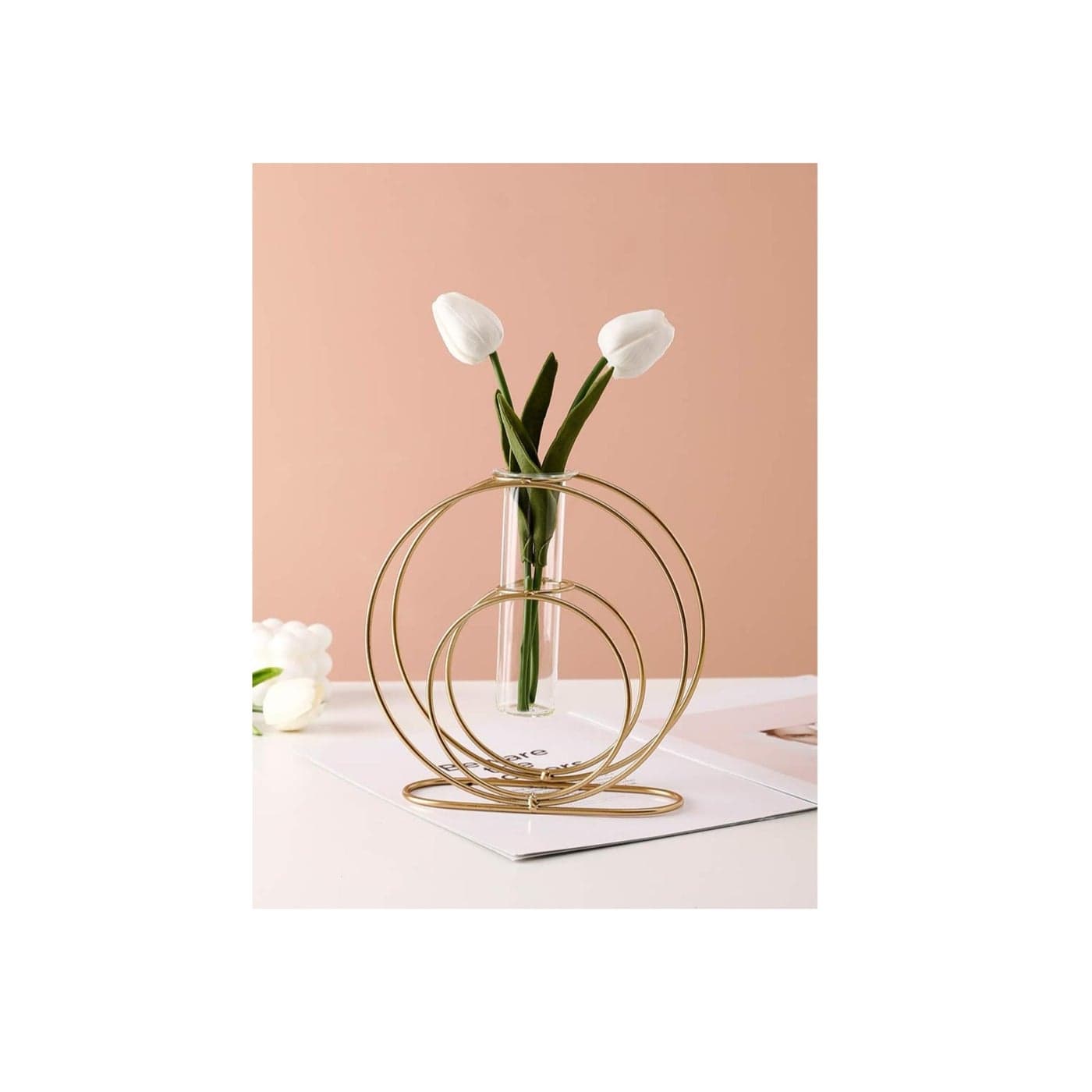 Glass Flower Vase with Metal Frame Stand Modern Creative Geometry Desktop Glass Planter Indoor Décor Hydroponics Plants for Home Desktop Office Garden Wedding Decor