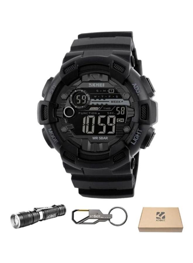 men Water Resistant Digital Watch 1243 - 51 mm - Black