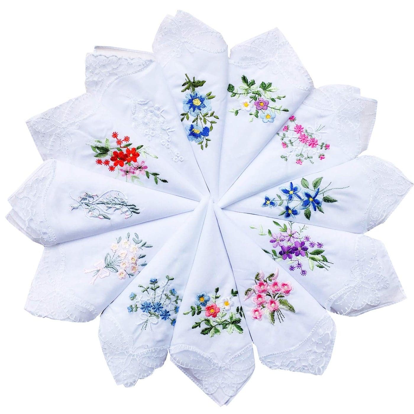 La closure Cotton Embroidered Ladies Lace Handkerchiefs 9 Pieces
