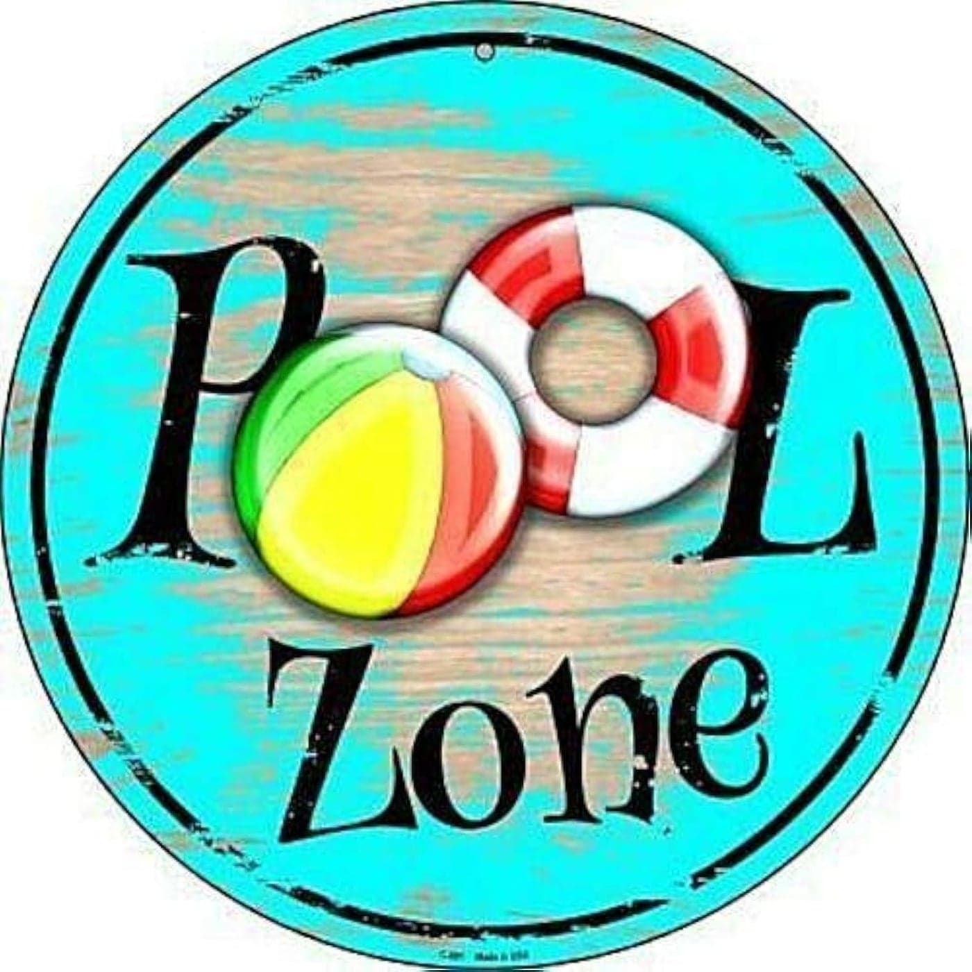 BOEYC x 12 Round Pool Zone Metal Tin Sign Novetly Funny Home Decor Shuo11