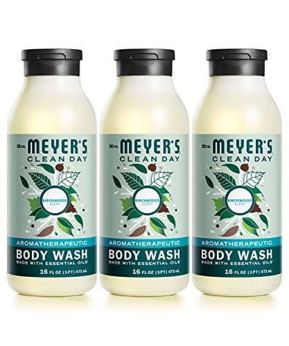 MRS. MEYER'S CLEAN DAY Moisturizing Body Wash for Women and Men, Shower Gel Formula Made with Essential Oils, Birchwood, 16 oz - Pack of 3