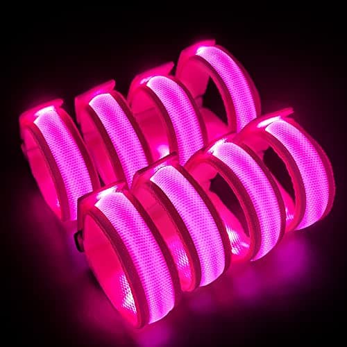 KIRALUMI 8 PCS LED Glow Bracelets Light Up Wristbands Halloween Glow in The Dark Party Bracelets Favors Supplies for Christmas Concerts Festivals Game Prizes Sports Rave AccessoriesPink