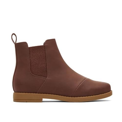 TOMS Girls Charlie Fashion Boot, Chestnut PU Nubuck, 6 Big Kid