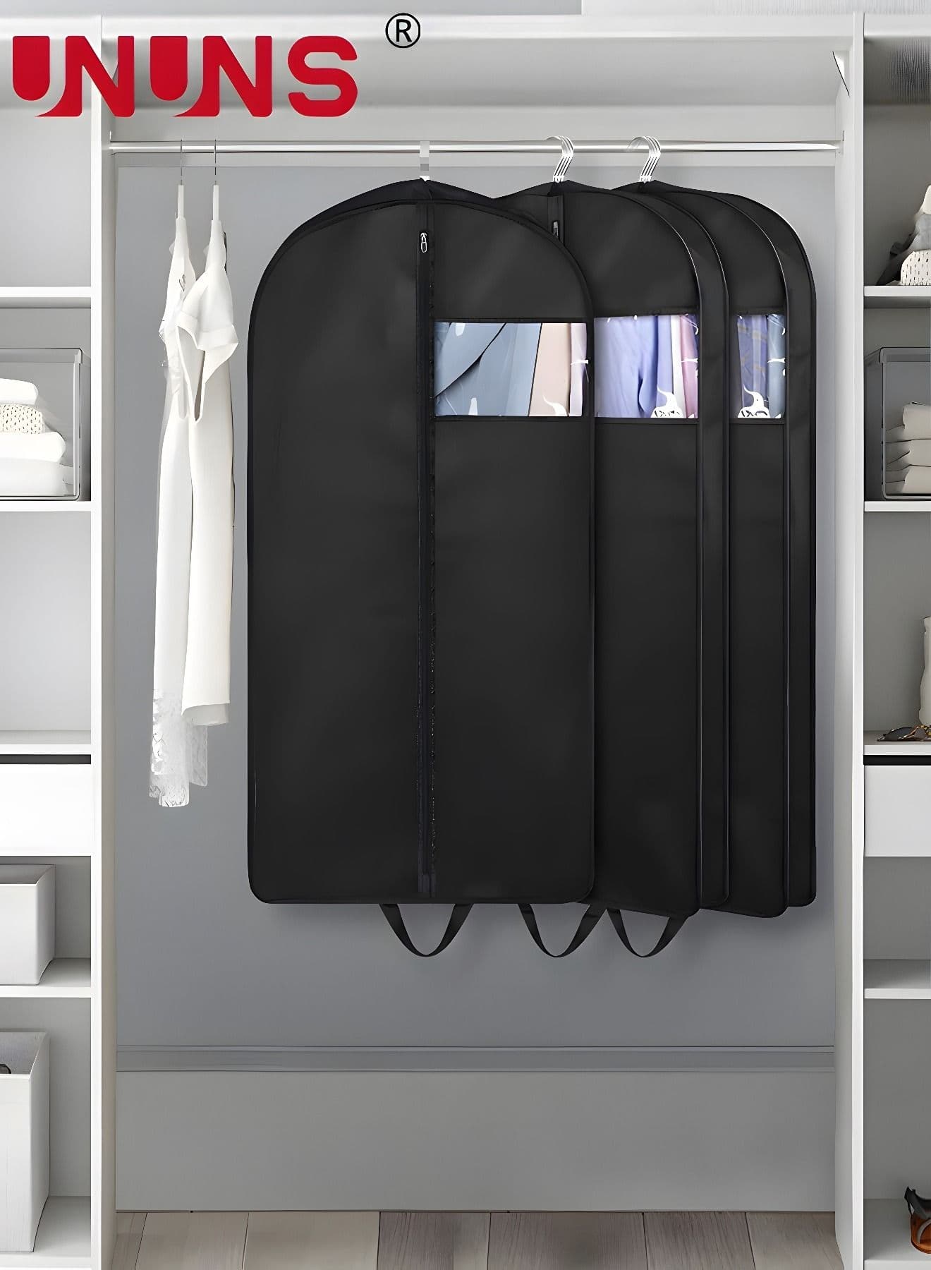 Clothes Dust Covers,3 Packs Foldable Hanging Garment Bags With Visible Window And Zip,4" Gusseted Clear Clothes Cover For Closet Storage Suit Bag,60x100cm