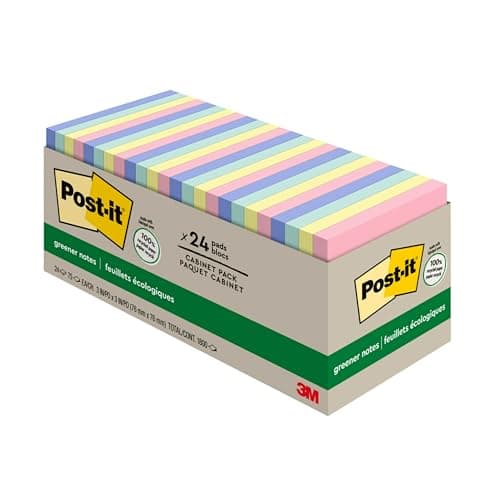 Postit Greener Notes 3x3 in 24 Pads Americas 1 Favorite Sticky Notes Sweet Sprinkles Collection Pastel Colors Clean Removal 100 Recycled Material 654R24CPAP