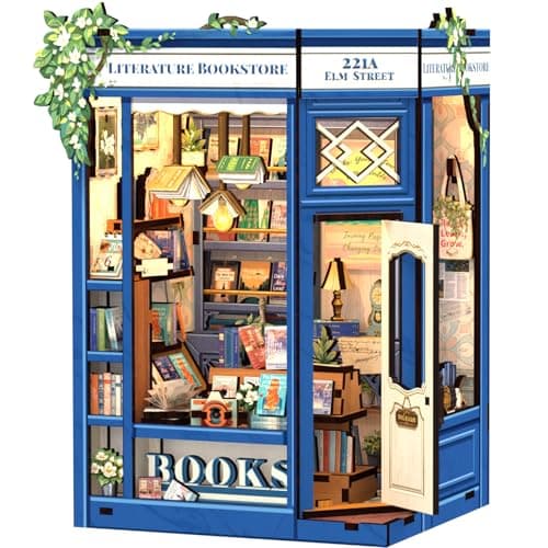 CUTEBEE Book Nook Kit DIY Miniature House Dollhouse Kit for Adults and Teens Booknook Tiny House Bookshelf Decor 3D Wooden Puzzle Gifts for Family Friends Literature Bookstore