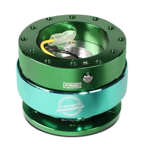 NRG Innovations Gen 2.0 Steering Wheel Quick Release Adapter 6-HOLE with Mounting Bolts, (Green Body/Green Ring) 6-Hole Design, NRG-SRK-200GNGN