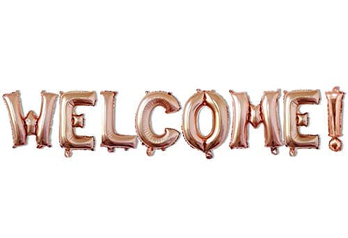 AnnoDeel 16inch WELCOME Letter Balloons, Rose Gold Alphabet Foil Mylar Balloons for Welcome Party Decoaration supply