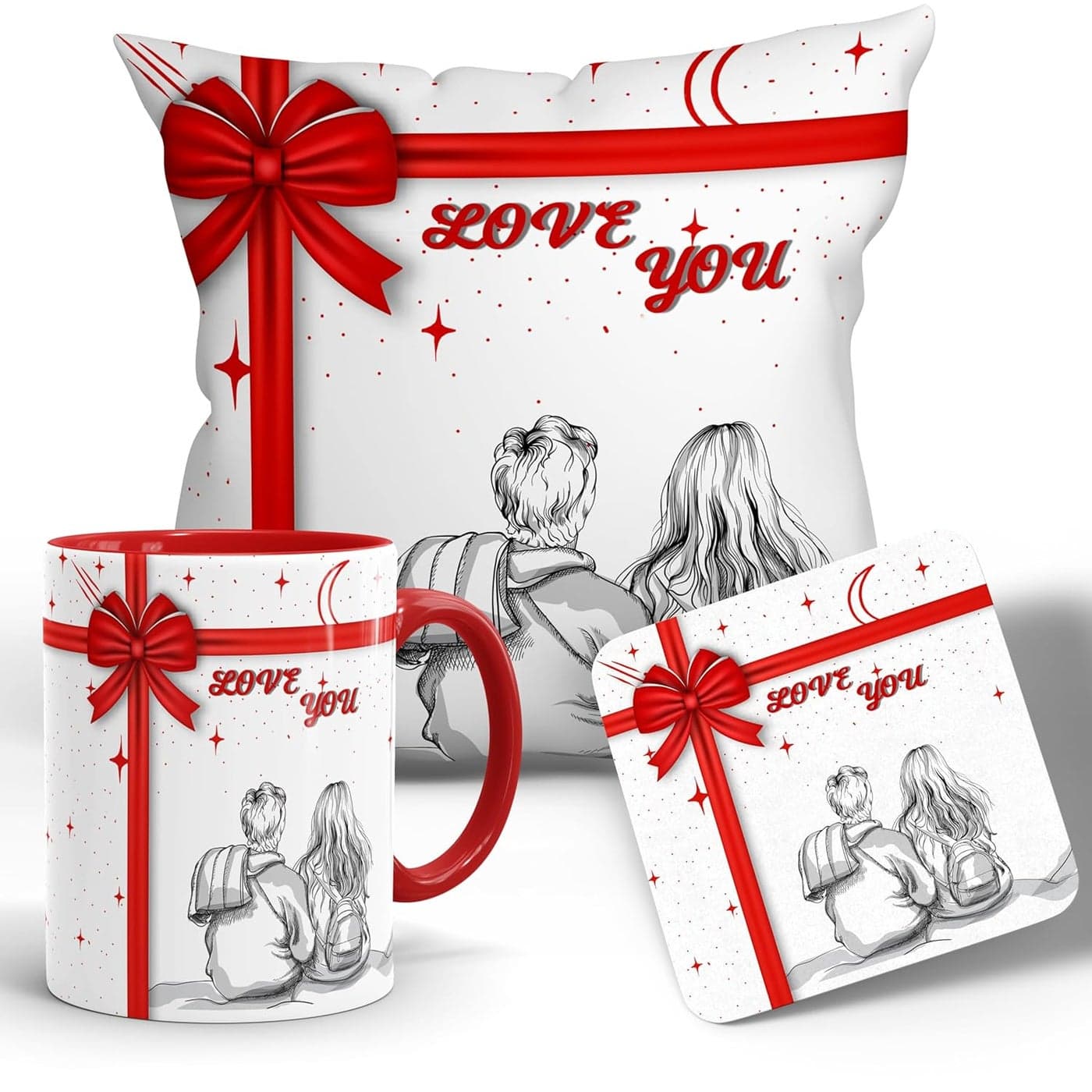 Gift Arcadia Valentines Day Gift with Cushion Mug and Coaster Gift for HisHer Girlfriend Boyfriend Husband Wife Couple and Someone Special 3 Pieces 330ml CMC01