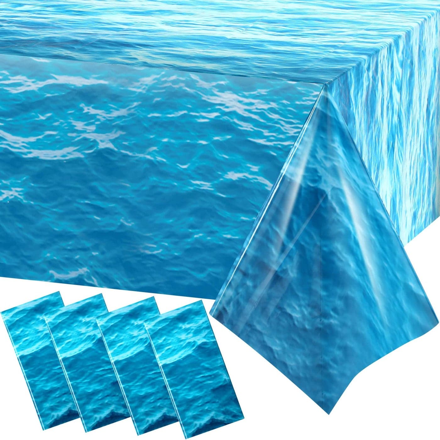 Irenare Ocean Waves Plastic Tablecloth Ocean Table Cover Water Print Table Cover Sea Tablecloth Blue for Beach Pool Birthday Party Decoration Shower Supplies4 Pieces54 x 108 Inch