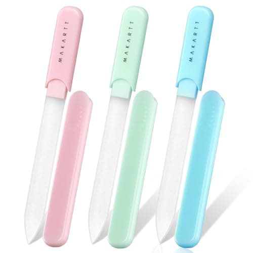 Makartt Nail Files Glass Nail Files for Natural Nails DoubleSided Reusable Sandblasted Fingernail Buffers with Case for Shape Smooth Finish Portable Manicure Gift Set 3pcs Pink Green Blue