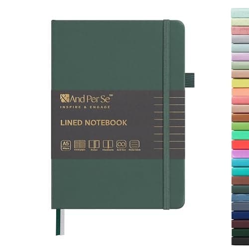 ⩓ Per Se Lined Journal Notebook, 160 Pages, A5 5.7 x 8 inches College Ruled Thick Paper Notebook Journals for Writing, Hardcover Notebooks for Women Men Office School (1 Pack, Green)