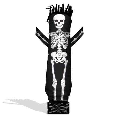 LookOurWay Mini Halloween Inflatable Tube Man Set | 29" Wacky Waving Skeleton with Blower | Halloween Inflatables for Desktop, Office, Yard or Trunk or Treat Outdoor Decorations
