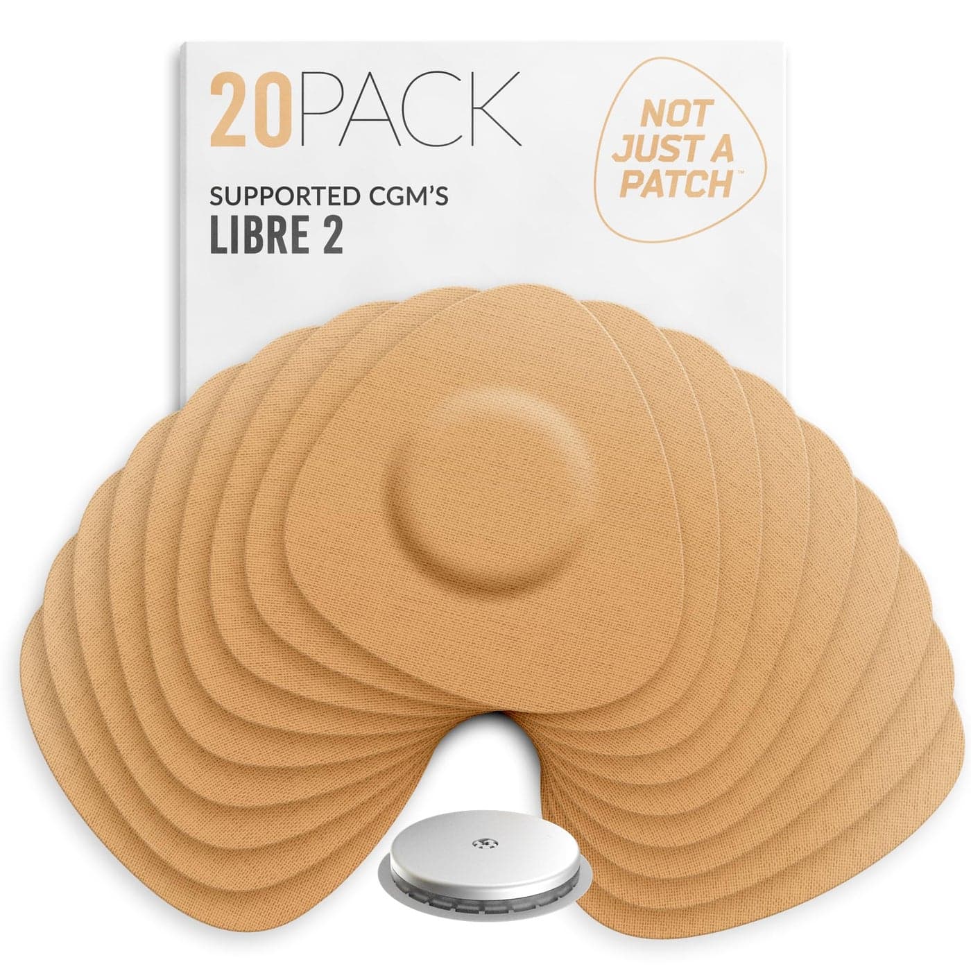 Not Just A Patch Freestyle Libre 2 Sensor Covers 20 Pack Lingo CGM Patches for Freestyle Libre 2 Water Resistant Durable for 1014 Days PreCut in Beige
