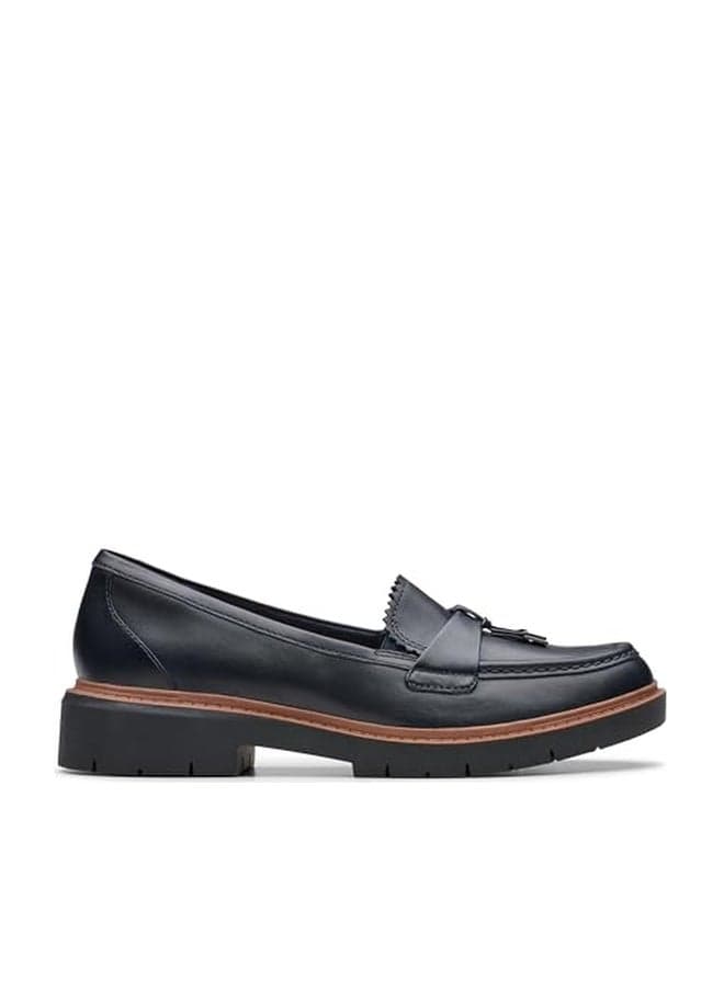 Clarks Collection Women's Westlynn Bella Loafer, Navy Leather, 9.5 Medium US