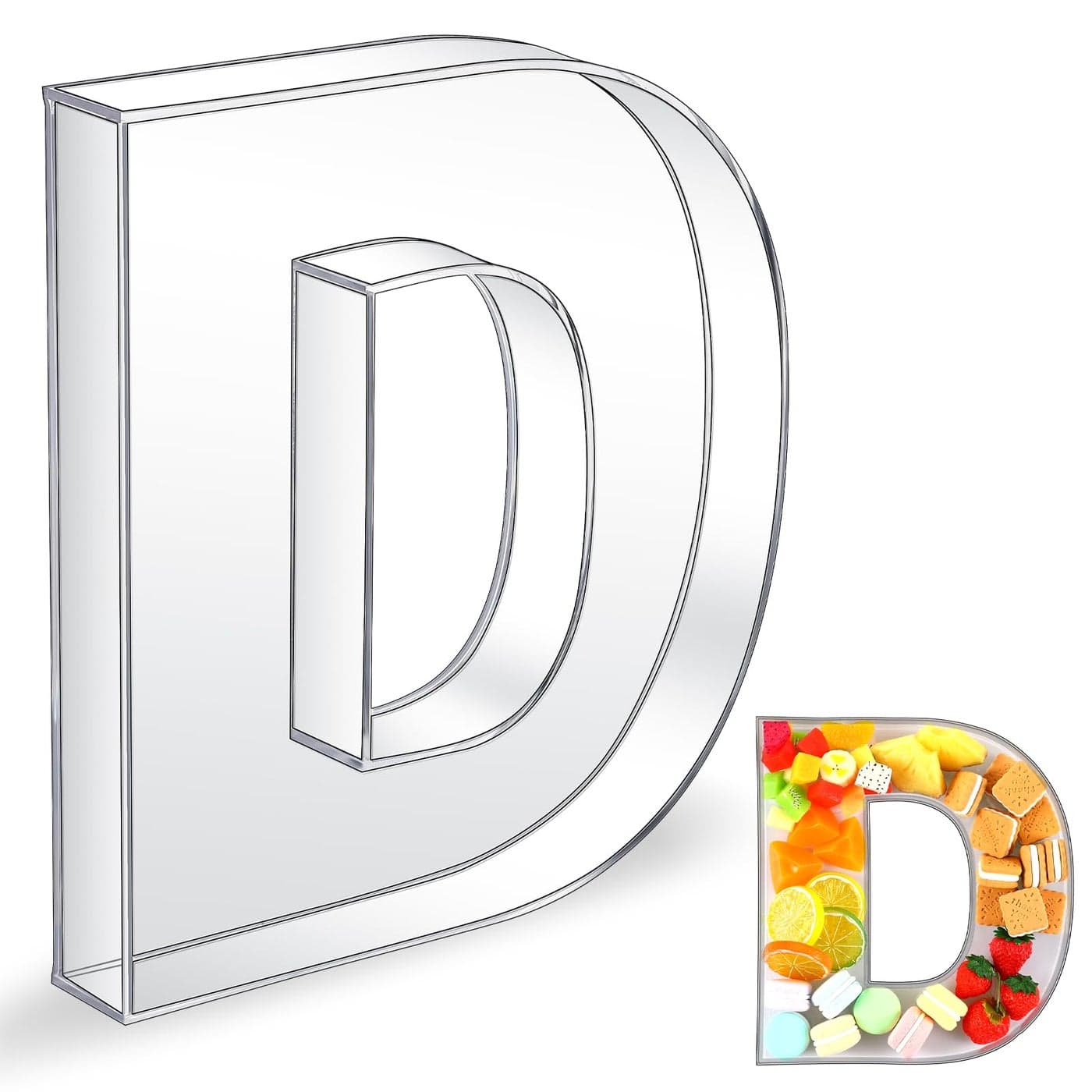 Uiifan 10 Acrylic Letter Box Form Tray Display Fillable Letter Charcuterie Box Acrylic Candy Dish for Birthday Party Reusable Plates for Food Not Include LidClearLetter D
