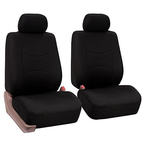 FH Group Car Seat Covers Front Set in Cloth - Car Seat Covers for Low Back Car Seats with Removable Headrest,Universal Fit,Automotive SeatCovers,Washable Car SeatCover for SUV,Sedan,Van Black