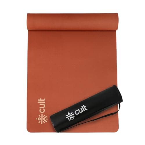 Cult TPE Yoga Mat, Non-Toxic Latex-Free, Anti-Slip, Extra-Thick Cushioning, Tear-Resistant, Travel Strap 6mm (Brown)