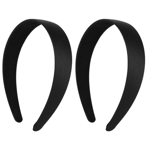 WLLHYF 2 Pieces Satin Headbands 1 Inch Wide Hard Head Band Fashion Solid Headband Anti-slip Plain Hair Bands Diy Christmas Hair Accessories for Women Girls