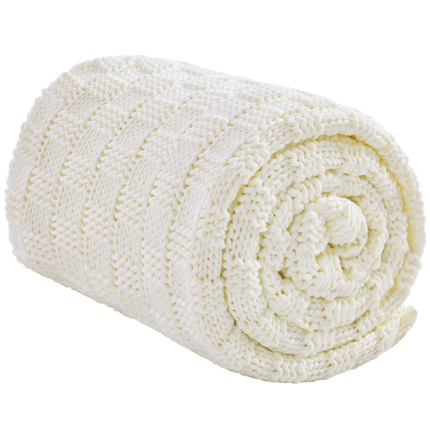 Wellfeel Knitted Weighted Blanket for Adult No Beads Heavy Blanket 60 x 80 10lbs Breathable Chunky Knit Blanket Cooling Weighted Blanket for Hot Sleepers Christmas Home Decor Ivory White