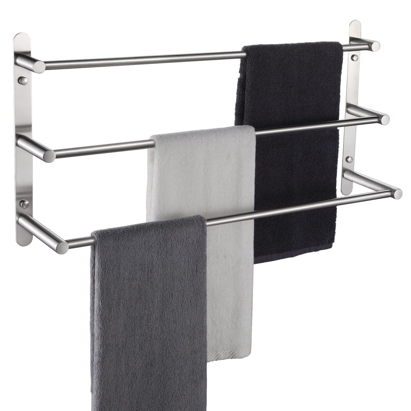 KOKOSIRI Bath Towel Bars Stainless Steel Bathroom 3Tiers Ladder Towel Rack Wall Mount Towels Shelves Brushed Nickel B5002BRL24